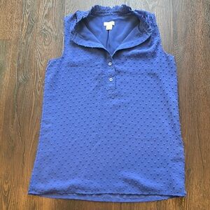 J. Crew Blue Sleeveless Textured Blouse
